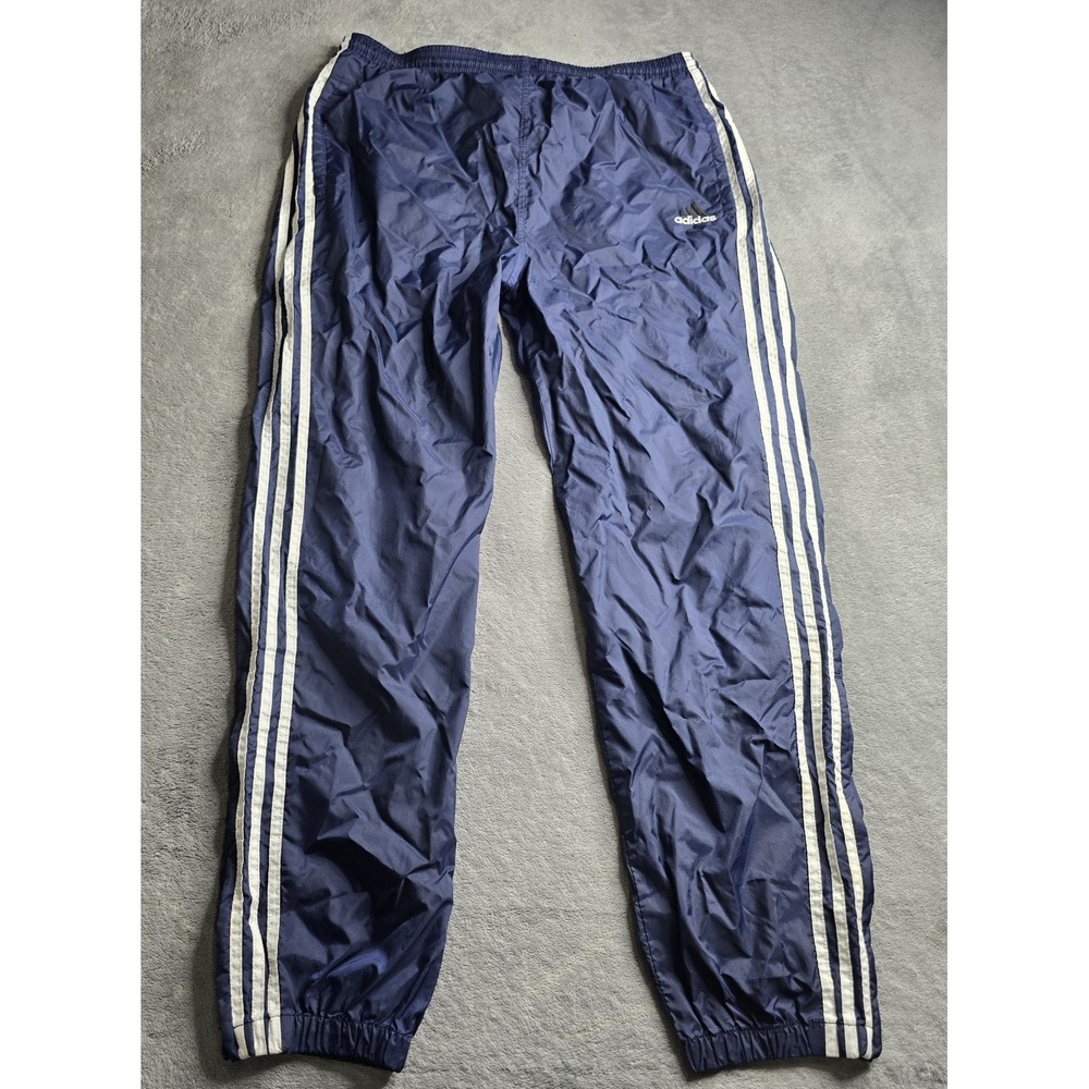 Vintage 90s Adidas Track Pants Mens XL Navy Blue 3 Stripes Zip Ankles 31" Inseam